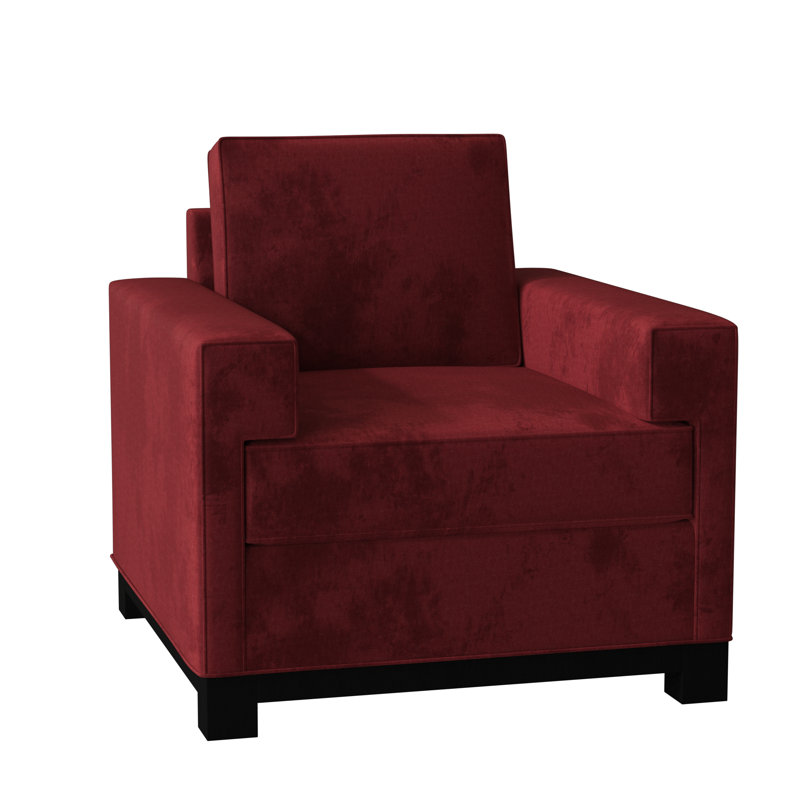 Fauteuil de 38 po de largeur Grace, Velours performance Bella Berry, Noir, Plumes et duvet