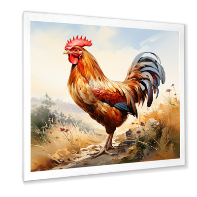Red Roosters Farmy Ard Meadows - Rooster Animal Wall Art