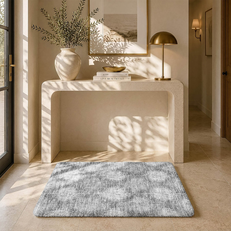 Tapis Ikat ADS849 de qualité supérieure lavable à la machine, Gris, 1 pi 8 po x 2 pi 6 po