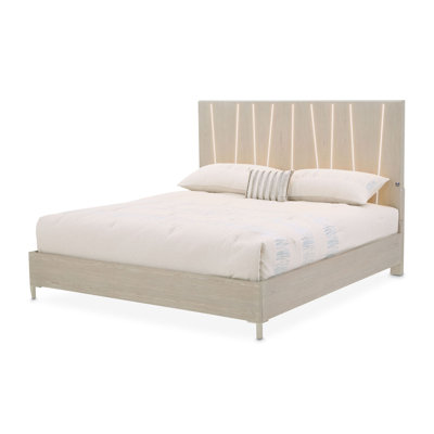 Lotus Bay Panel Bed With LED Lights - Sand
