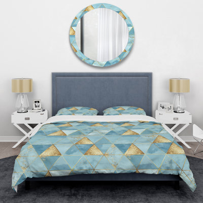 Blue Gold Triangle Glam I - Glam Duvet Cover Set