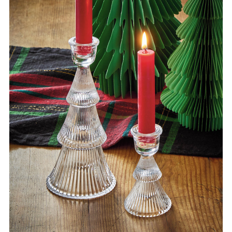 Tree Taper Holder Small, 7.5'' H x 3.5'' W x 3.5'' D, Clear