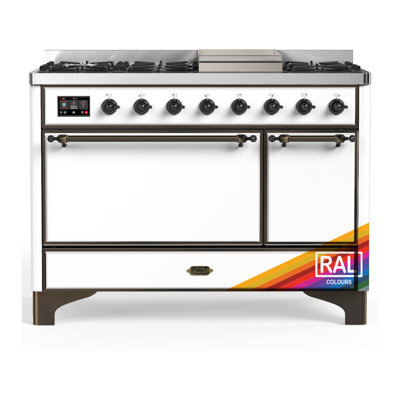 Majestic III Series 48 Inch Dual Fuel Range with 5 Sealed Burners, Griddle, Frenchtop in RAL (Liquid Propane, Burnished Trim)