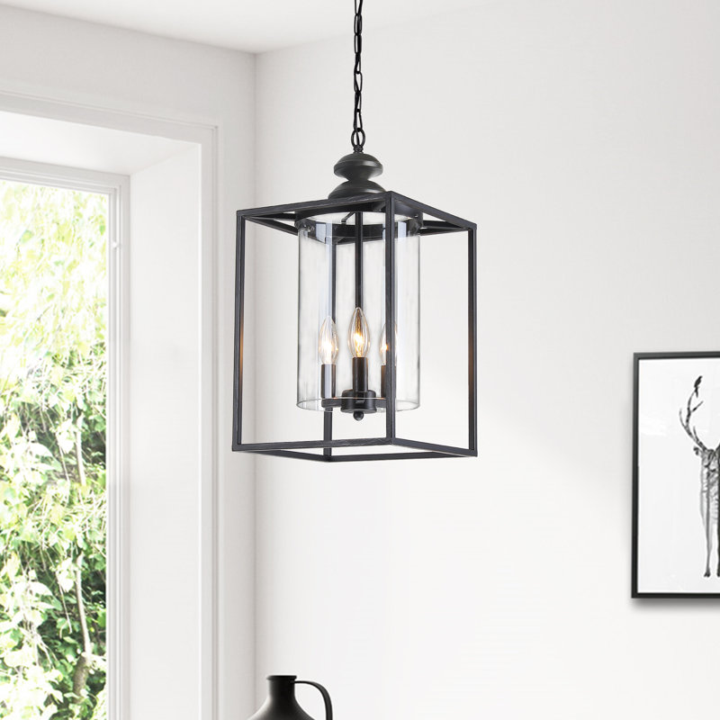 Luminaire suspendu carré 3 lumières lanterne Chesson
