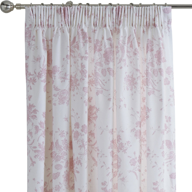 Izetta Semi Sheer Curtain Pair, 168 W x 183 D cm, Pink