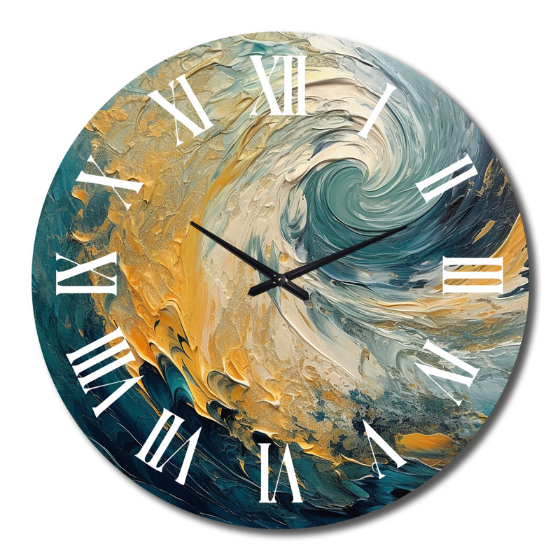 Horloge murale spirales abstraites Golden Ocean, Grand