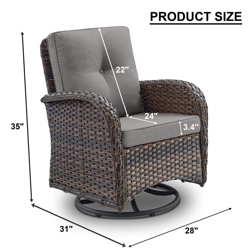 Chaise berçante pivotante avec coussins Braxleigh, Gris, Brun