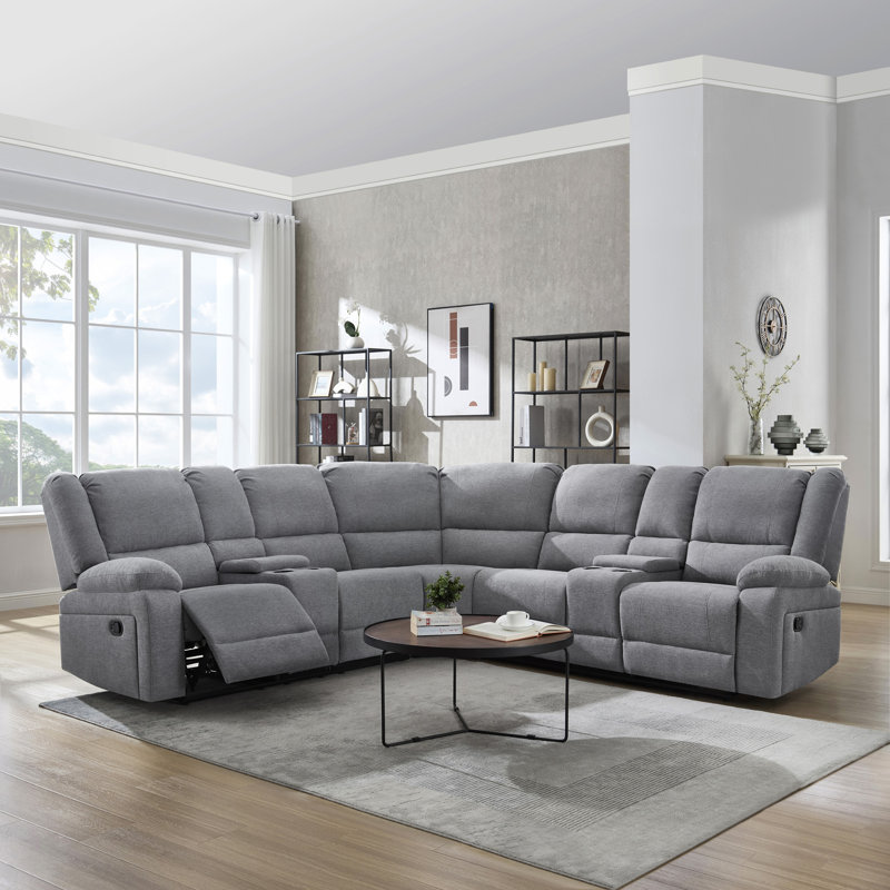 Rozay 5 Seater Reclining Sofa, Light Grey