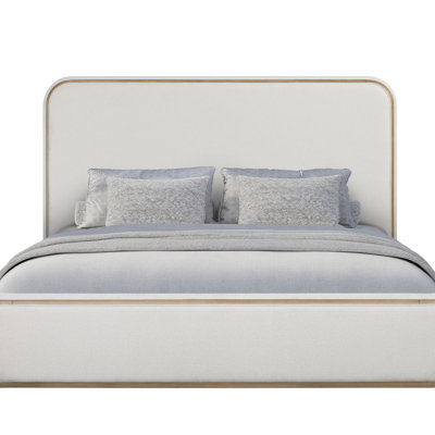 Lit tapissier - Caramel et sable blanc