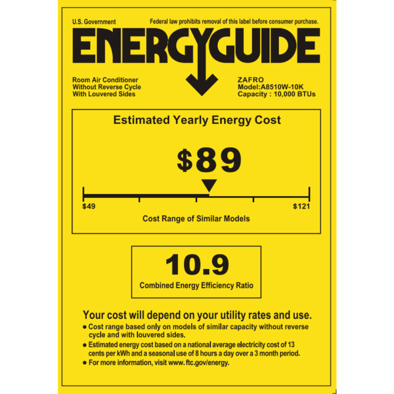 10,000 Btu Window Ac,Cools 450 Sq.ft, 6-In-1 Modes, Remote Control, Easy Install & Energy Saving, White