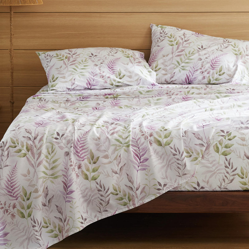 Draps en percale doux, Ensemble de draps pour grand lit avec 2 taies d'or