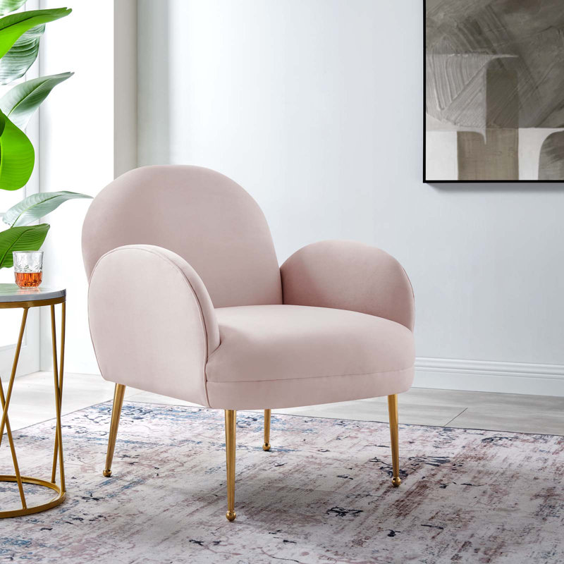 Modway Transcend Performance Velvet Armchair, Pink Velvet