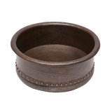 15" Round Vessel Tub Hammered Copper Sink