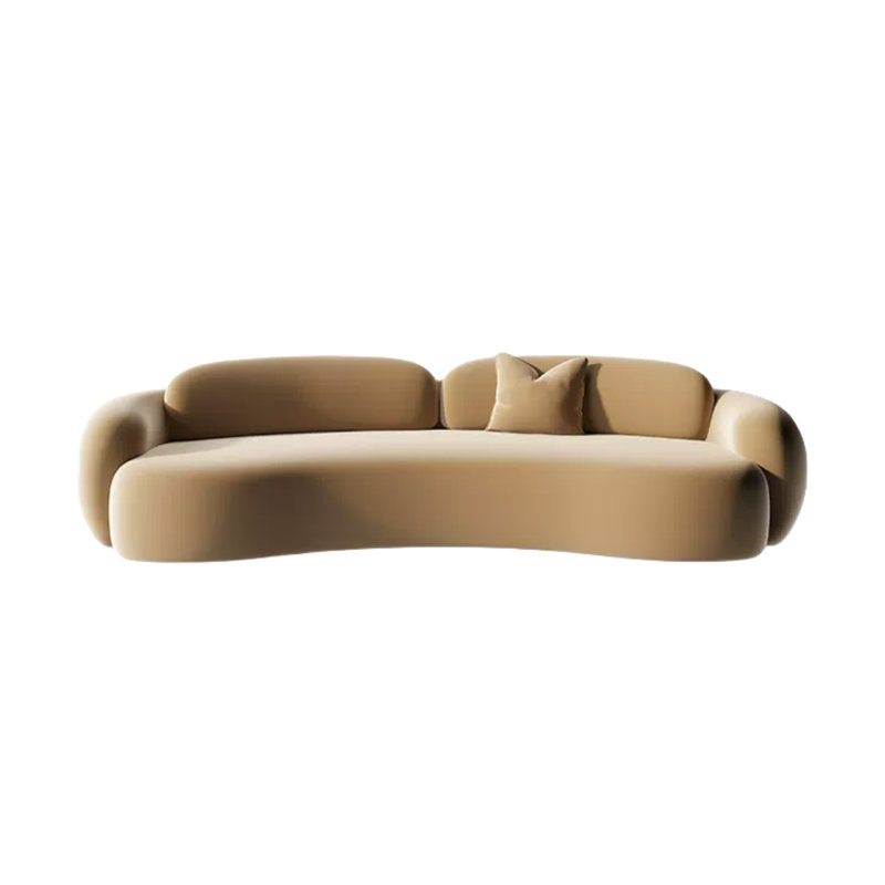 Simple And Creative Sofa Upholstered Sofa, 3, Khaki, 27.5"H x 94.5"W x 35.4"D 