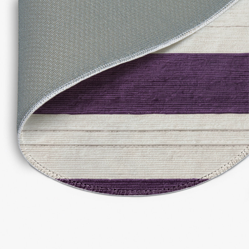 HorizontalStripes Gray Indoor and Outdoor Area Rug, Round 5'