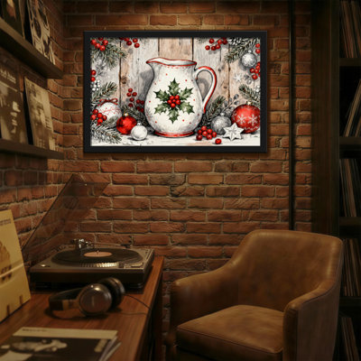 Christmas Christmas Pitcher With Holly And Berries