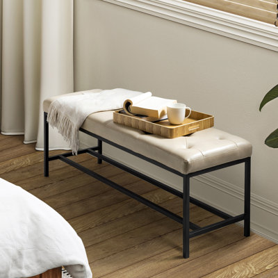 Suhailah Contemporary Upholstered Bench With Metal Legs