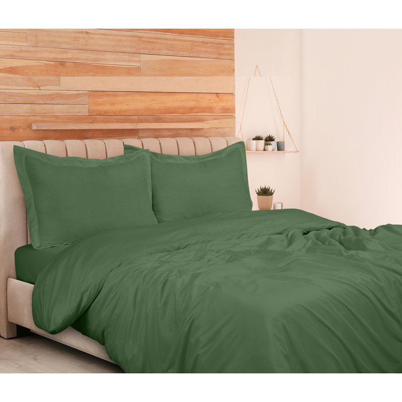 Literie , Housse de couette pour grand lit + 2 taies d'oreil, Vert foncé