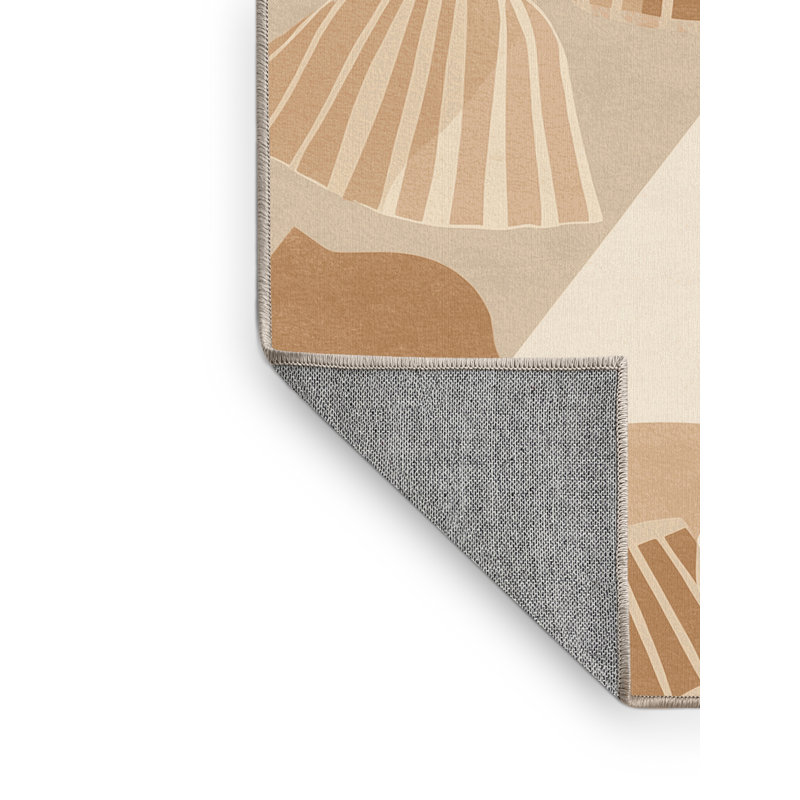 Tapis scandinave beige lavable à la machine Tomohon Gyoza, 7 x 9