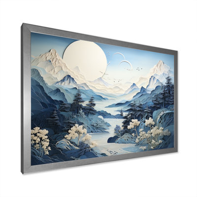 «Vintage Winter River In Japon IV», art mural paysage d'hiver