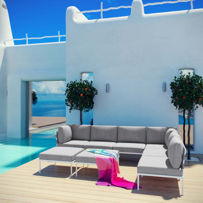 Beckette 198" Wide Outdoor Patio Sectional with Cushions