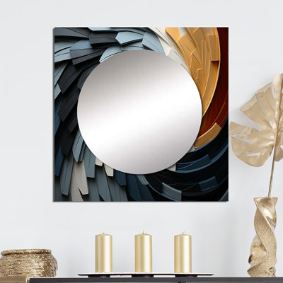 Grand miroir carré géométrique à spirale géométrique III