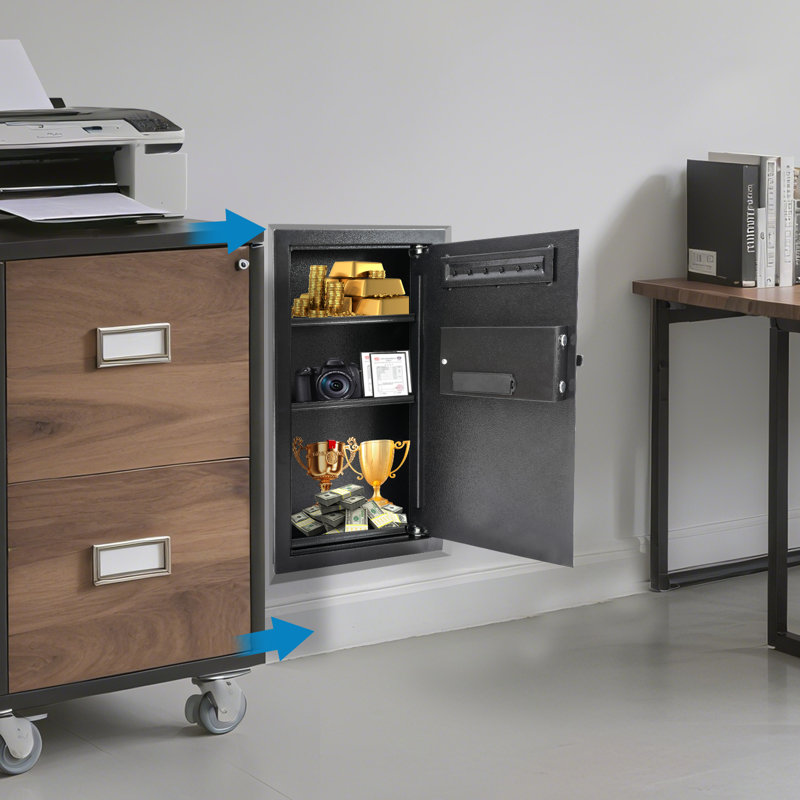 Coffre-fort de sécurité encastré à fixation murale robuste avec serrure numérique pour rangement de bureau personnel