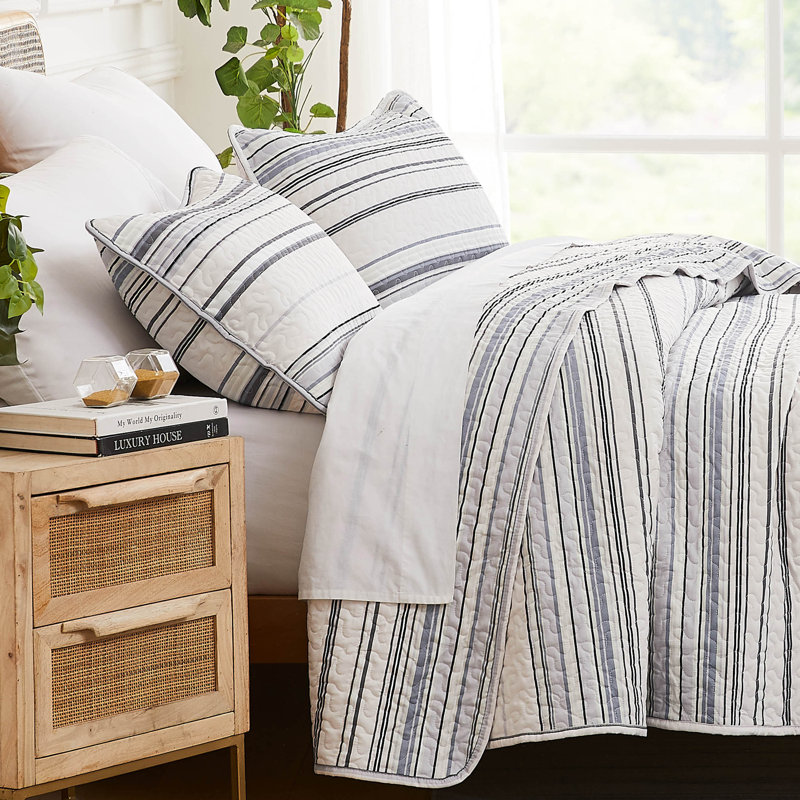Coastal Grey Full Microfiber Reversible Quilt Set
