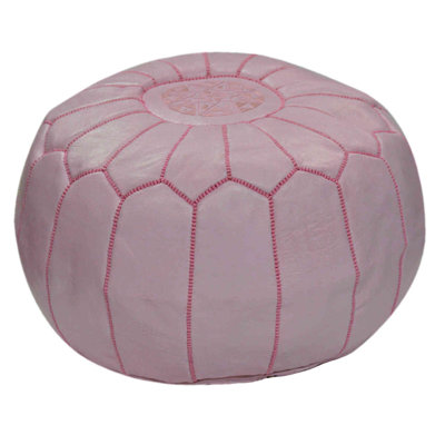 Handmade Moroccan Leather Round Pouf Ottoman Large Aviles