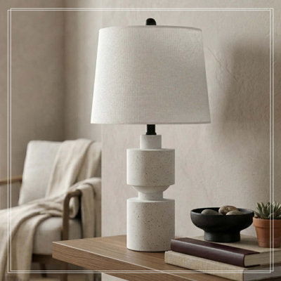 Lampe de table 24,5 "moderne en résine ivoire avec intensité variable à 3 voies pour chambre à coucher, salon, chevet, table de chevet