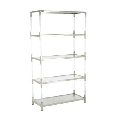 Cole And Grey Acrylic Plastic Rectangle 5 Tier Shelving Unit With Silver Frame Supports