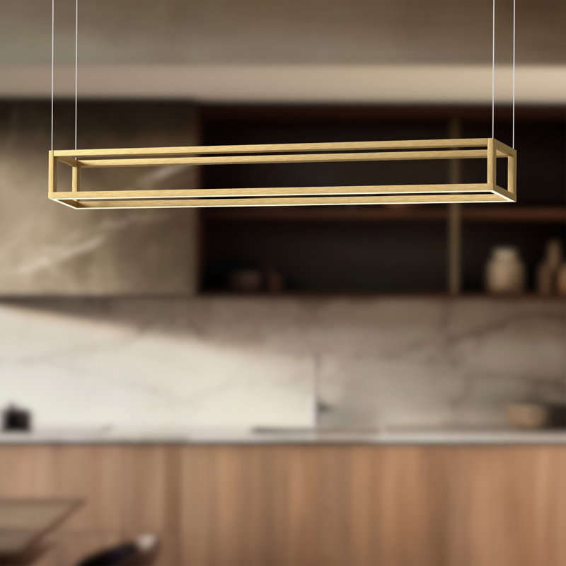 Luminaire suspendu à 1 lumière DEL pour îlot de cuisine Plaza, Or brossé, Or brossé