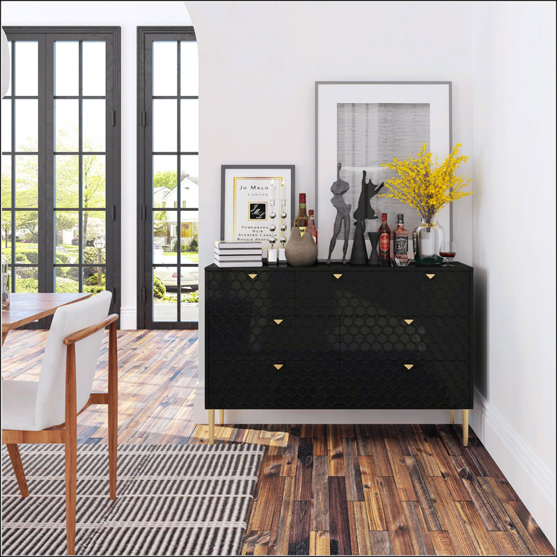 Armoire de rangement moderne à 7 tiroirs, Noir
