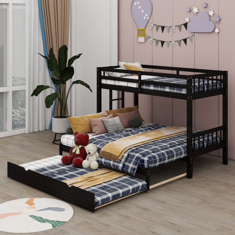 Lit superposé simple avec lit gigogne Jeilany Kids, Espresso