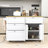Farmhouse Rolling Kitchen Island with Drop Leaf, Storage Cabinet, Drawers, Power Outlet and 2 Stools-740859531