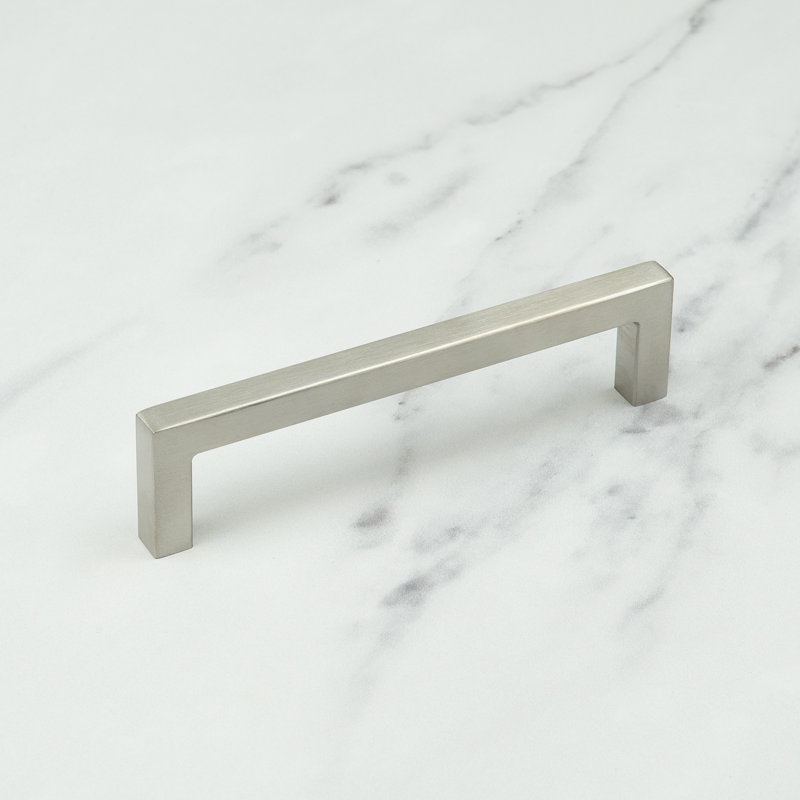 Brushed Nickel Square Cabinet Handles, 128mm
