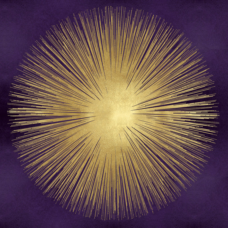 Sunburst Gold On Purple I - Wrapped Canvas Art Prints, 30cm H x 30cm W