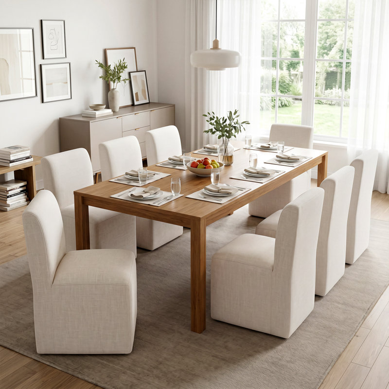 Ritney Upholstered Fabric Parsons Design Modern Traditional Dining Chair, 8