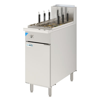 Commercial 11 Gallon Natural Gas Stainless Steel Pasta Cooker With 6 Baskets, 70,000 BTU