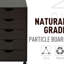 Rangement à 5 tiroirs avec classeur brun facile à déplacer, panneau de particules naturel P2 et mouvement d'ambiance de bureau moderne, lignes de particules propres à utiliser