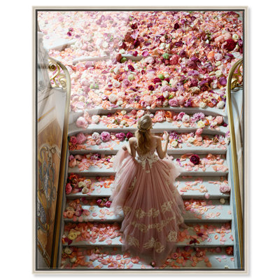 Décoration murale de chambre à coucher à imprimé floral avec escalier floral par Notoriart, prête à être accrochée