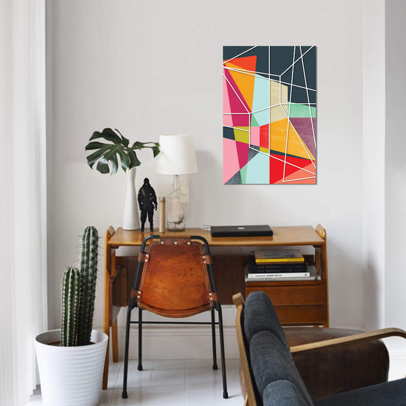 « color block v », reproduction d’impression sur toile, H 12 po x l 8 po x P 0,75 po, Toile tendue, Pas de tapis