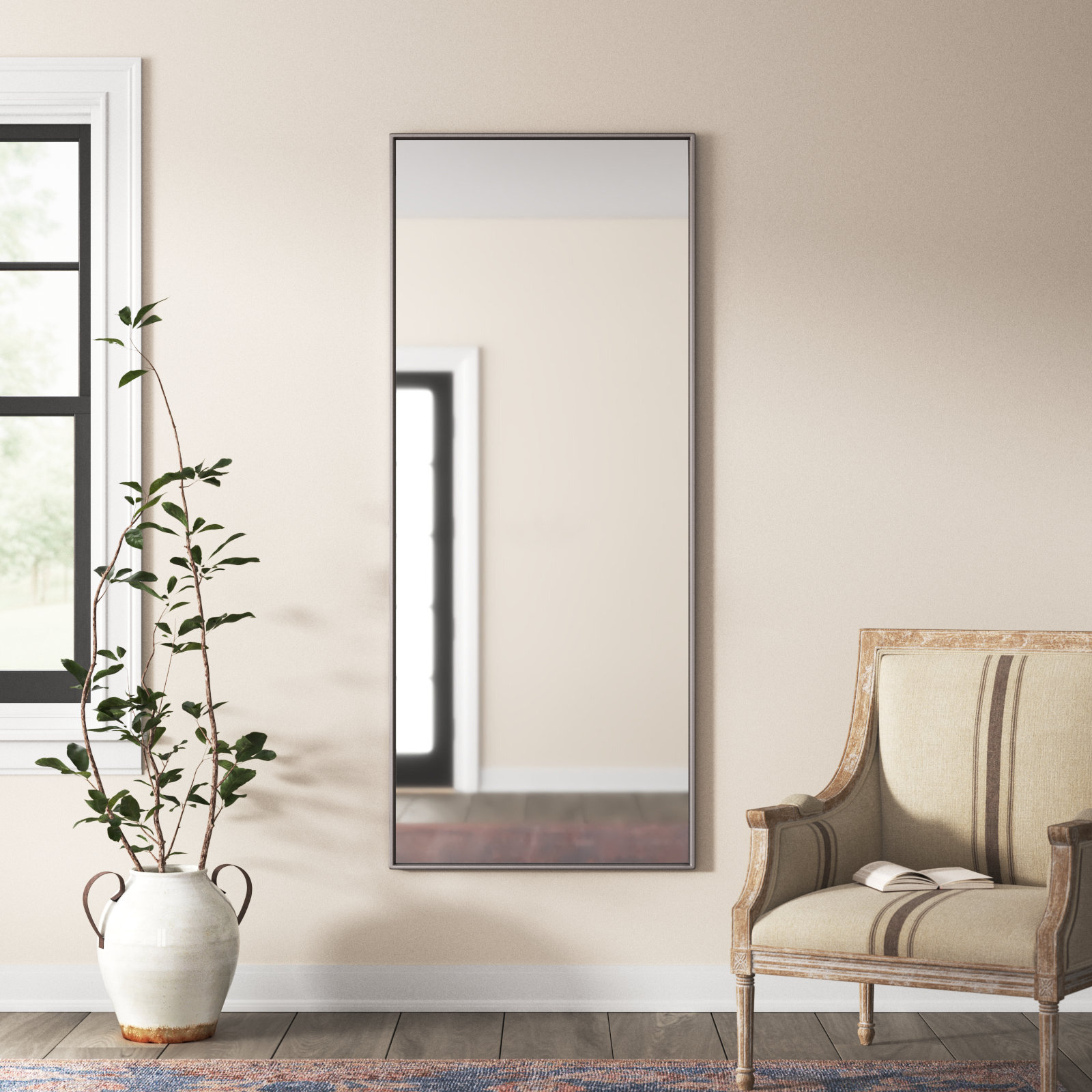 Sabine 36" Accent Mirror, 72" x 30", Silver