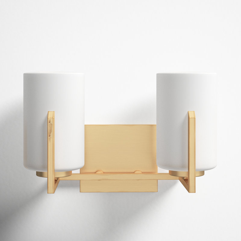 Romilly 2 Light Frosted Dimmable Vanity Light, Satin Brass