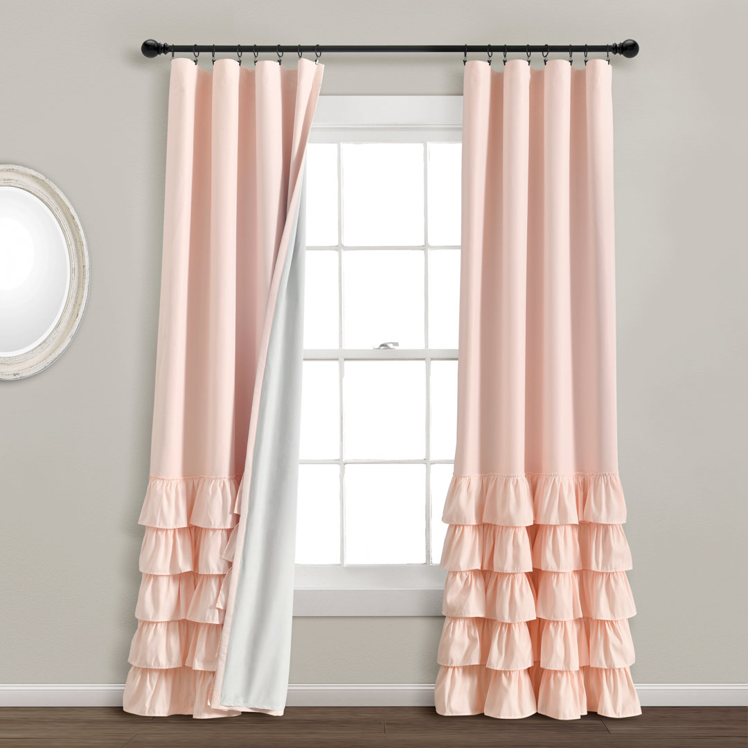 Allison Ruffle Polyester Blackout Curtain Single Panel Lush Decor Curtain