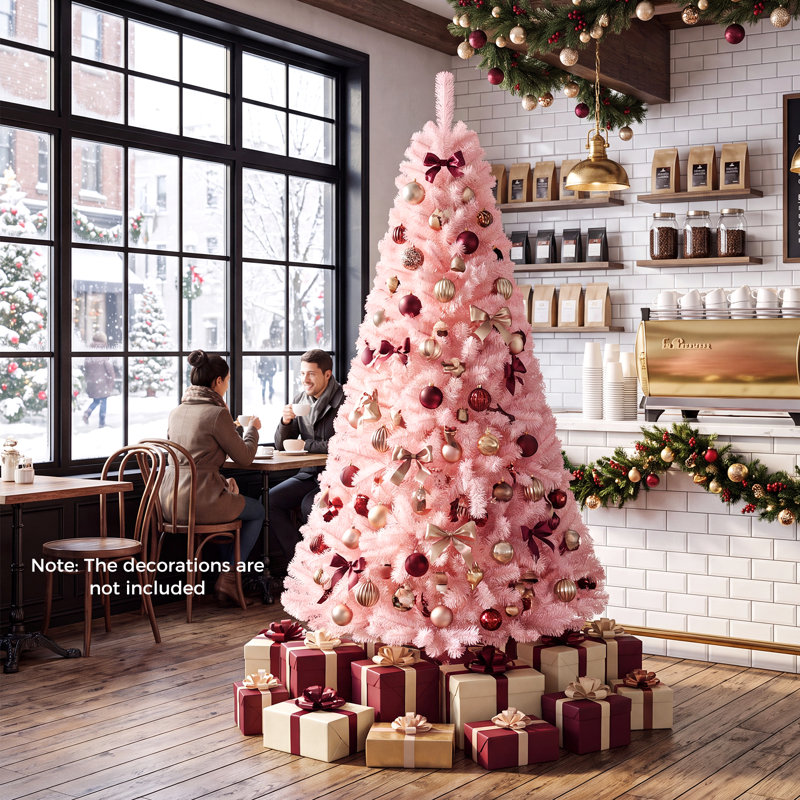 Arbre de Noël artificiel en sapin rose, 6'
