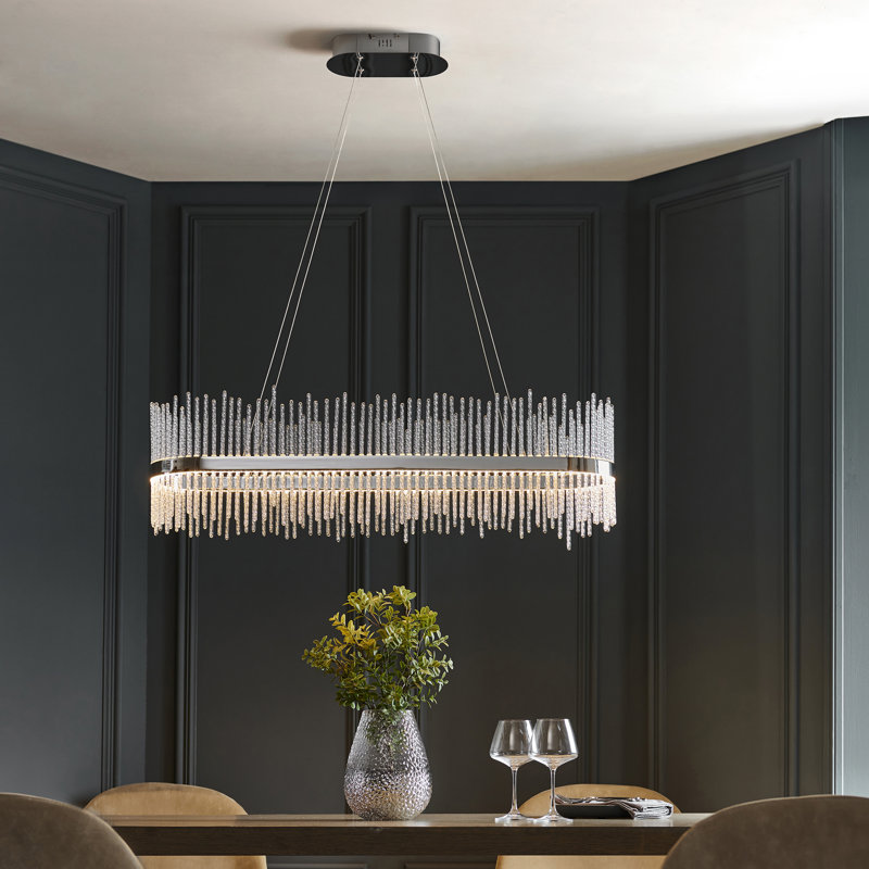 Angelisa 1 - Light LED Geometric Pendant, Chrome plate & clear glass, 240 H cm x 25 W cm