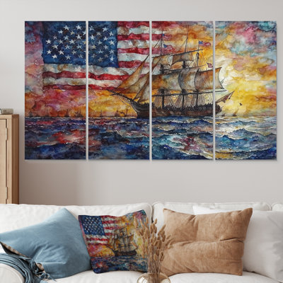 Boston Tea Party Boart Sailing II - bateau à voile, décoration murale - art mural moderne 4 pièces
