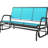 Glider Swing For Outdoor, 3 Seats, Mesh Fabric, Metal Frame, Gray, Smooth Rocking, Great Patio And Backyard, 57.9" L X 27.6" W 33.5" H, 660 Lbs Capacity Outdoor Bench, - Seater Design, Breathable