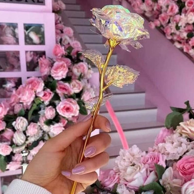 20 Pcs 24K Galaxy Rose Glass Flowers Colorful Gold Rose Artificial Flowers Best Gifts For Mother's Day Thanksgiving Valentine's Day Birthday Party.